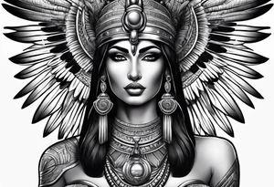 black and gray photo realistic goddess isis tattoo idea