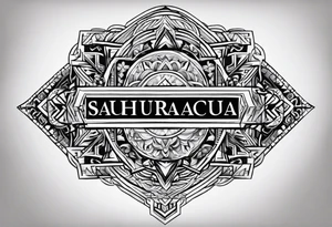 The last name Figueroa with the background being an image of Sahuayo Michoacán tattoo idea
