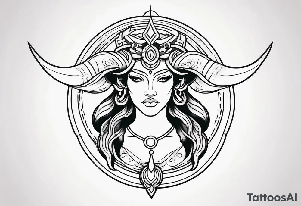 Beautiful taurus goddess tattoo idea