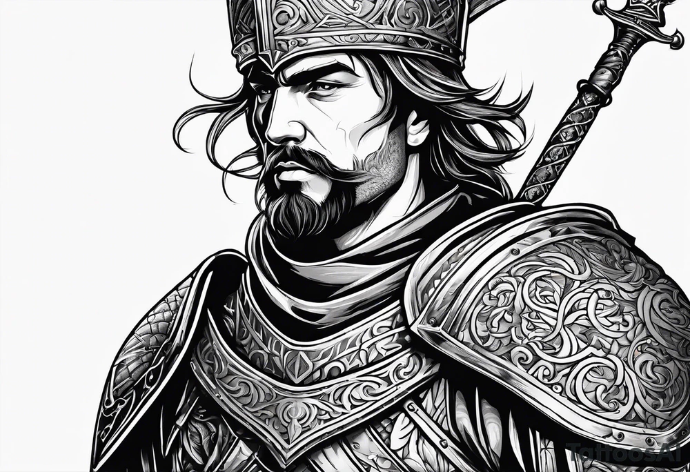 Medieval warrior shown in full tattoo idea
