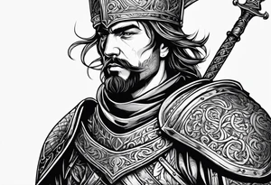 Medieval warrior shown in full tattoo idea