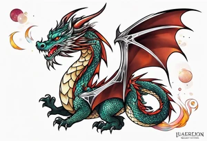 Japanese Dragon cute, celestial, cross tattoo idea