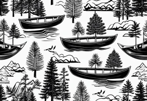 Pine trees canoe Holly leaf tattoo idea