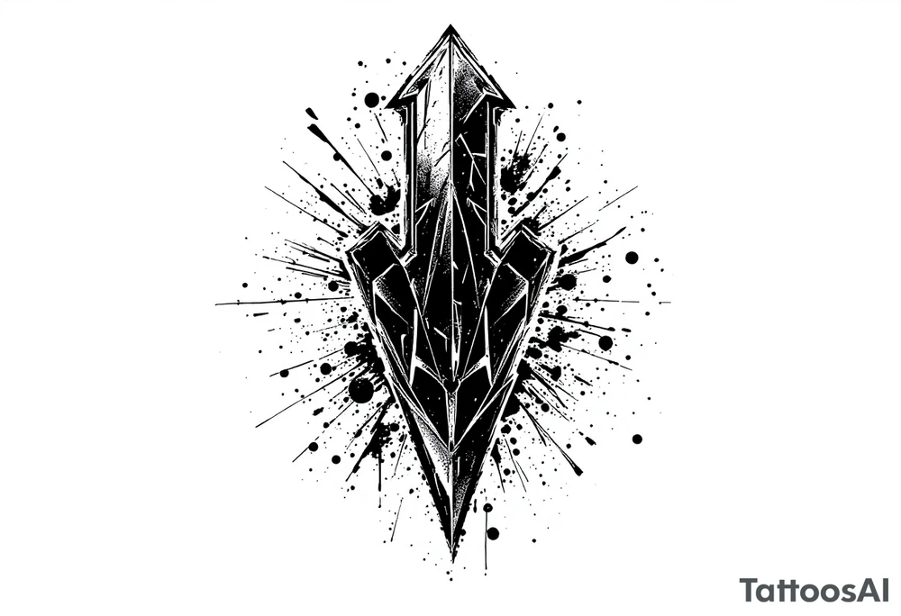 thick  arrow that show down tattoo idea