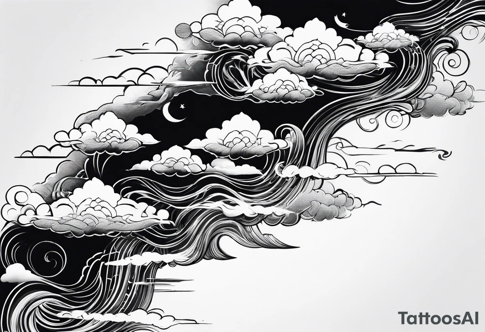 wispy clouds japanese sleeve tattoo tattoo idea