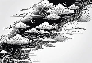 wispy clouds japanese sleeve tattoo tattoo idea