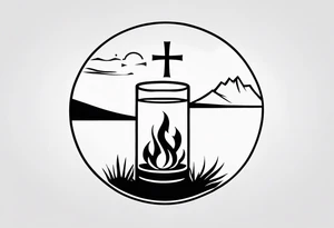 christian 
cross; campfire, golf, campfire, whiskey glass tattoo idea