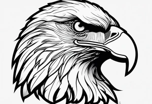 Bald eagle head with spartan helmet tattoo idea