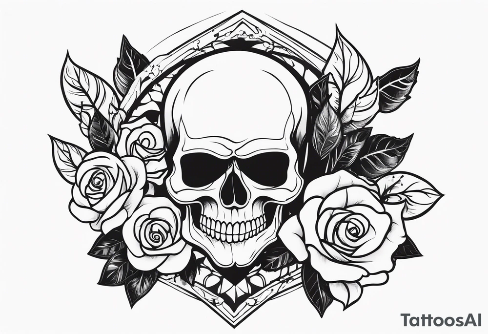 skull and roses tattoo idea