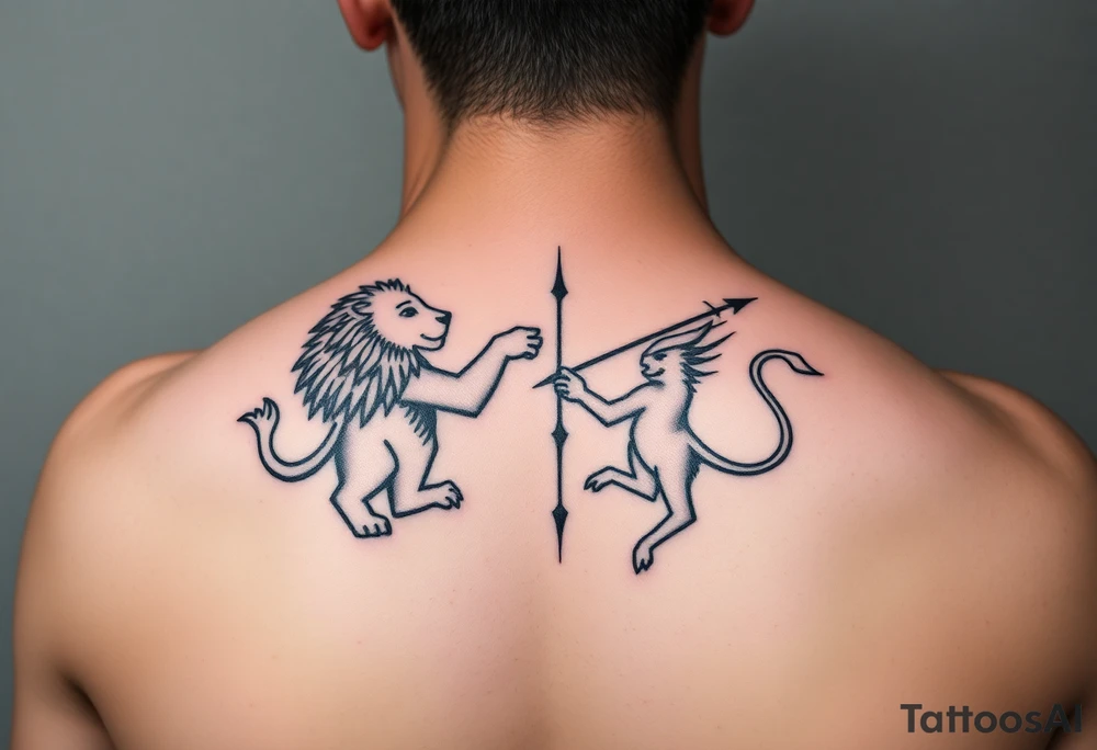 Leo zodiac sign and Sagittarius together tattoo idea