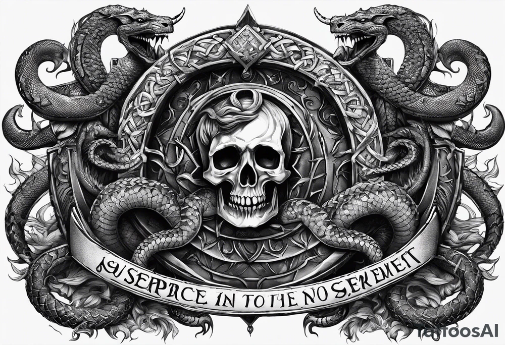 Bible verse: "Jesus replied "Behold, I give unto you power to tread on serpents and scorpions, and over all the power of the enemy: and nothing shall by any means hurt you"" tattoo idea