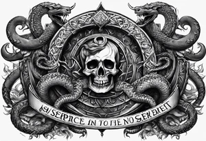 Bible verse: "Jesus replied "Behold, I give unto you power to tread on serpents and scorpions, and over all the power of the enemy: and nothing shall by any means hurt you"" tattoo idea