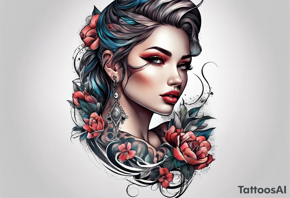 tattoo that fills entire length from shoulder to fingers that symbolizes pain tattoo idea