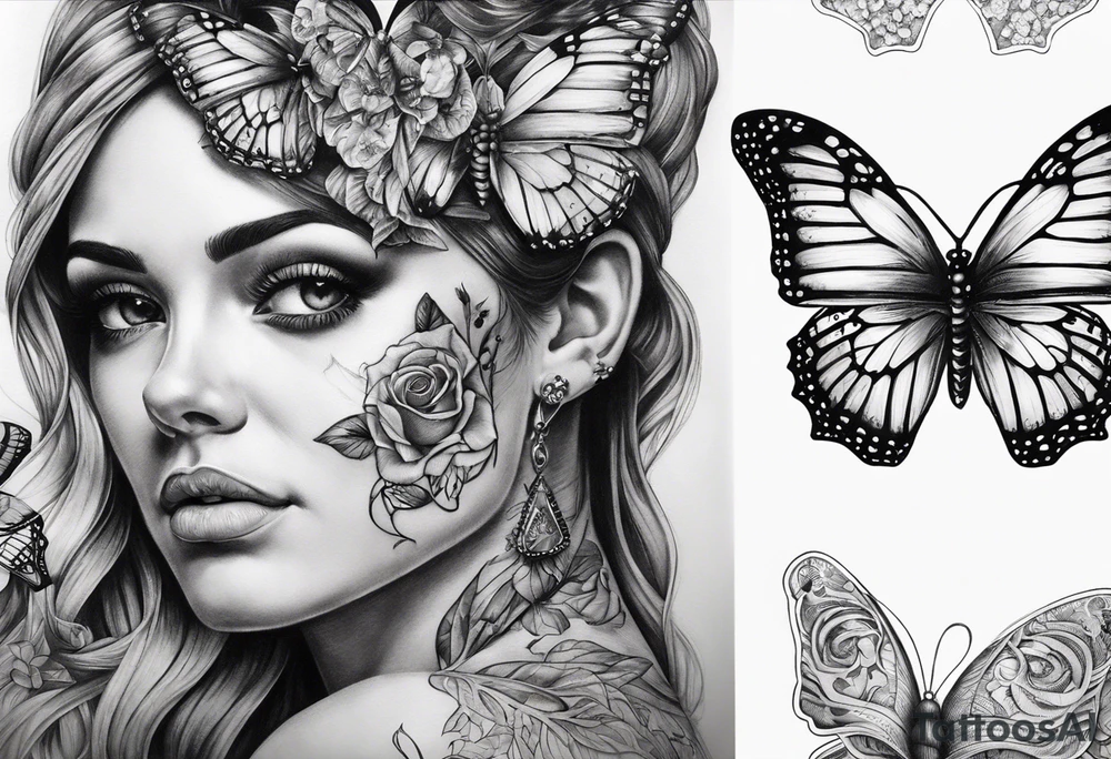 reincarnation, butterfly, skull tattoo idea