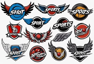 hockey puck with wings that says "SHOT SPORTS" tattoo idea