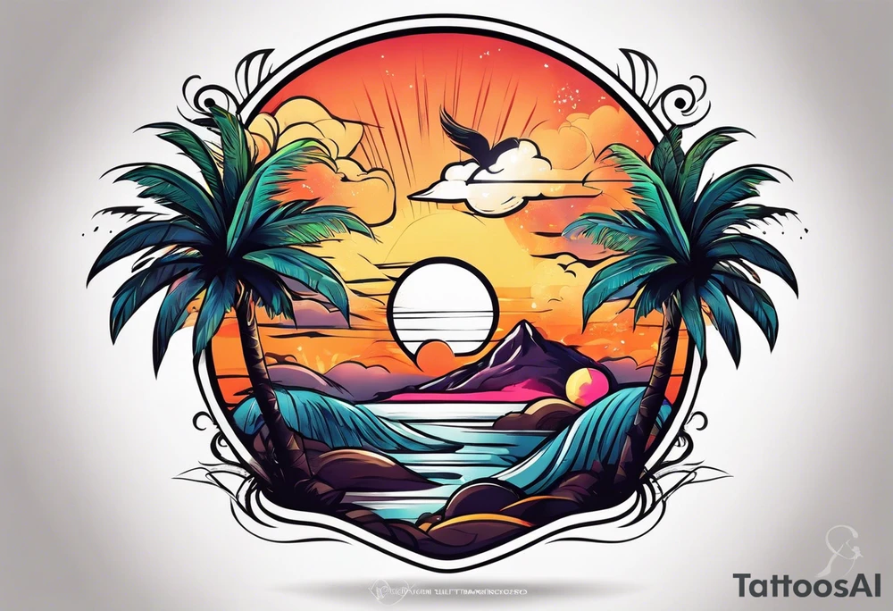 palm tree sleeve tattoo idea