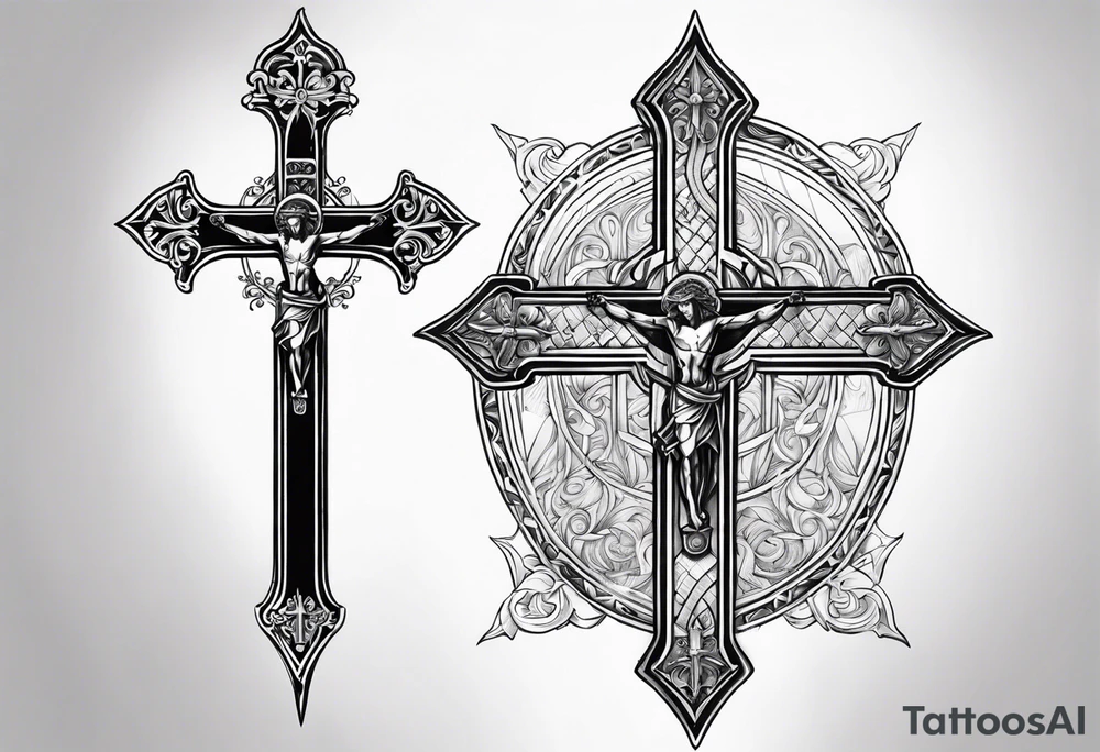 Sword and crucifix tattoo idea