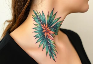 realistic large movement woven palm leaves tattoo idea