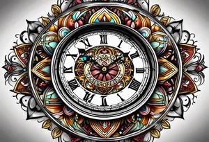 Dead Rabbit hole whimsical clock mandala tattoo idea