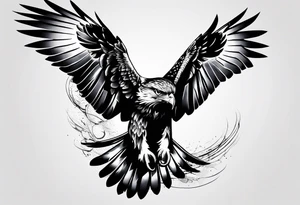 Hawk flying down tattoo idea