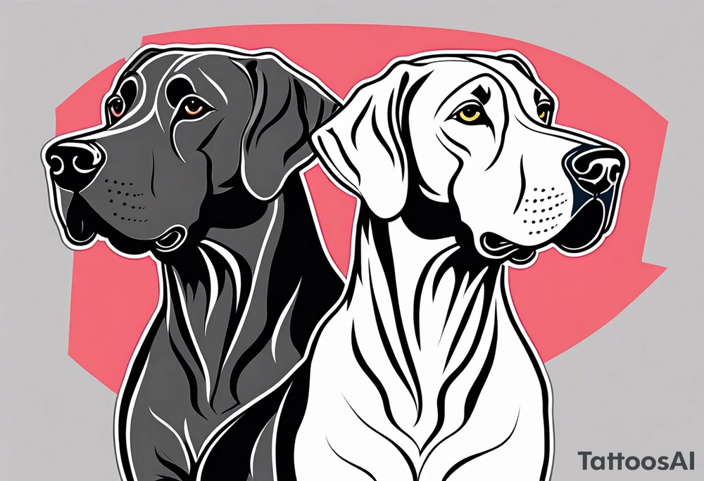 4 Great Dane heads together tattoo idea