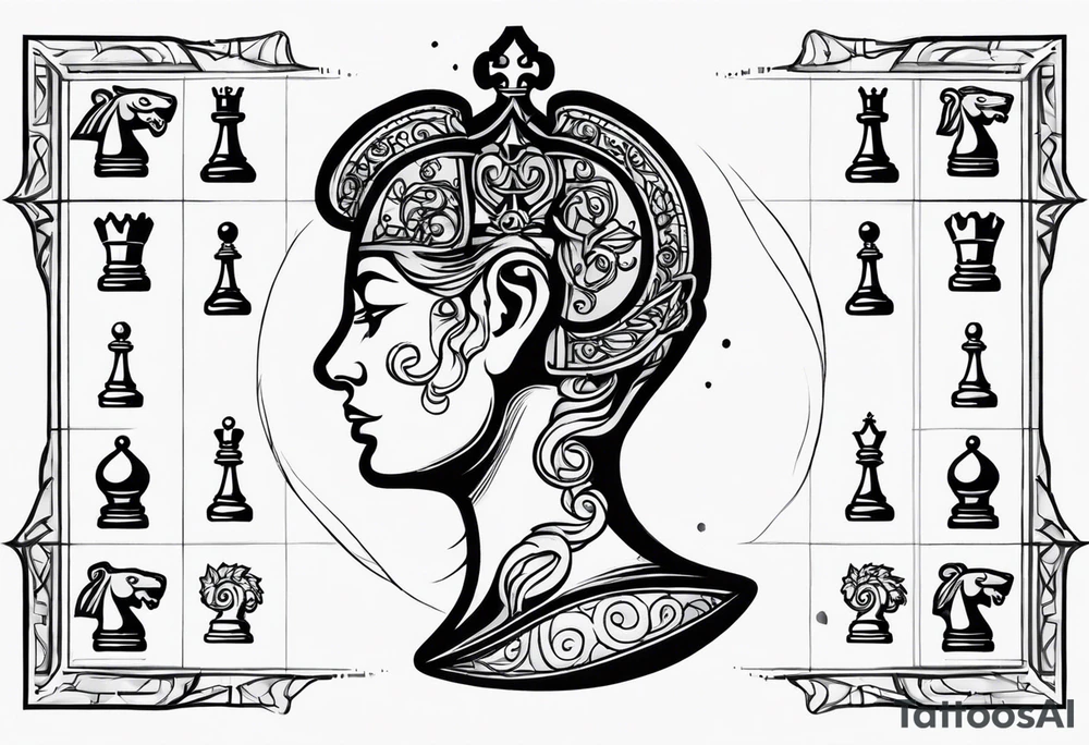 chess brain spiritual design with soft edges tattoo idea