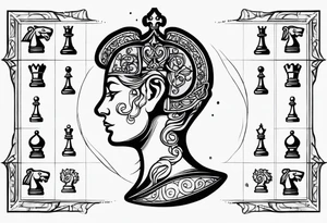 chess brain spiritual design with soft edges tattoo idea
