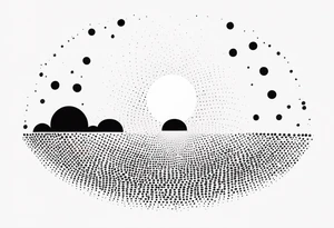 simple sunshine made of black dots with circles tattoo idea
