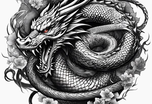 dragon fighting with snake tattoo idea