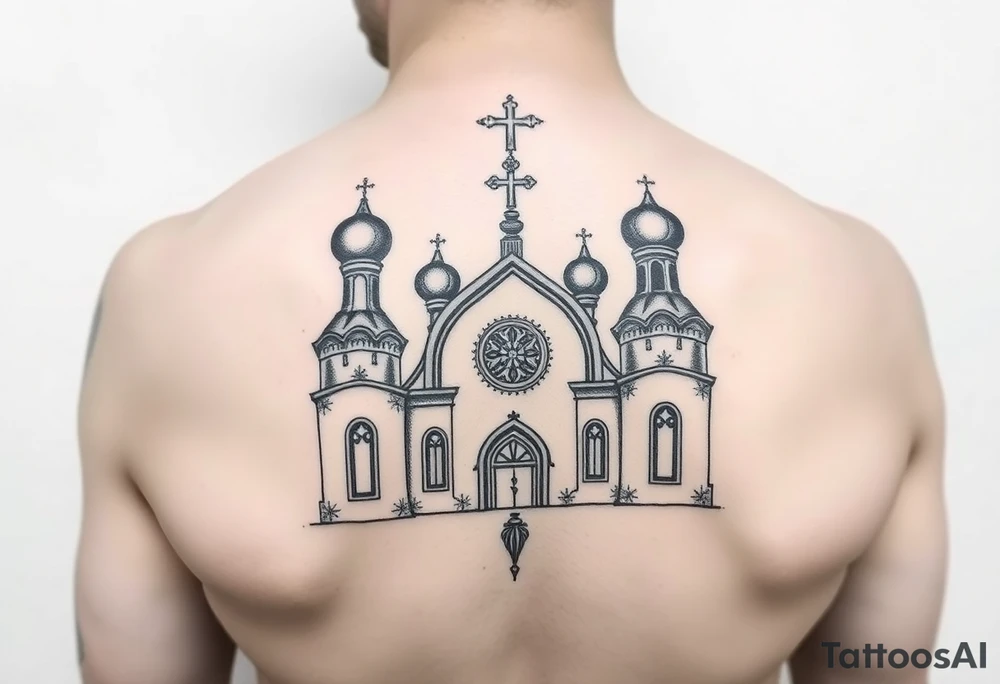 Russian church and orthodox icon tattoo idea