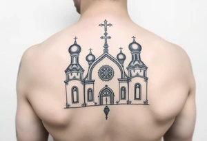 Russian church and orthodox icon tattoo idea