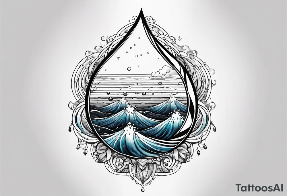 water drop falling into ocean tattoo idea