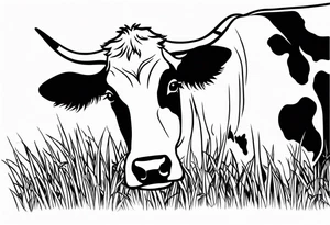 COW EATING GRASS tattoo idea