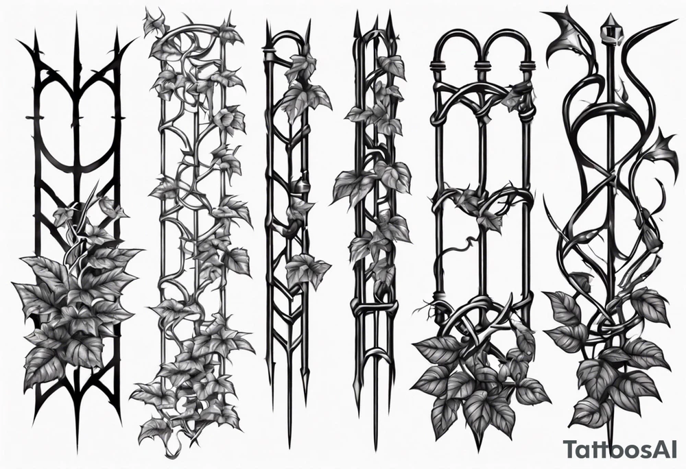 chain link fence with pointy ivy tattoo idea