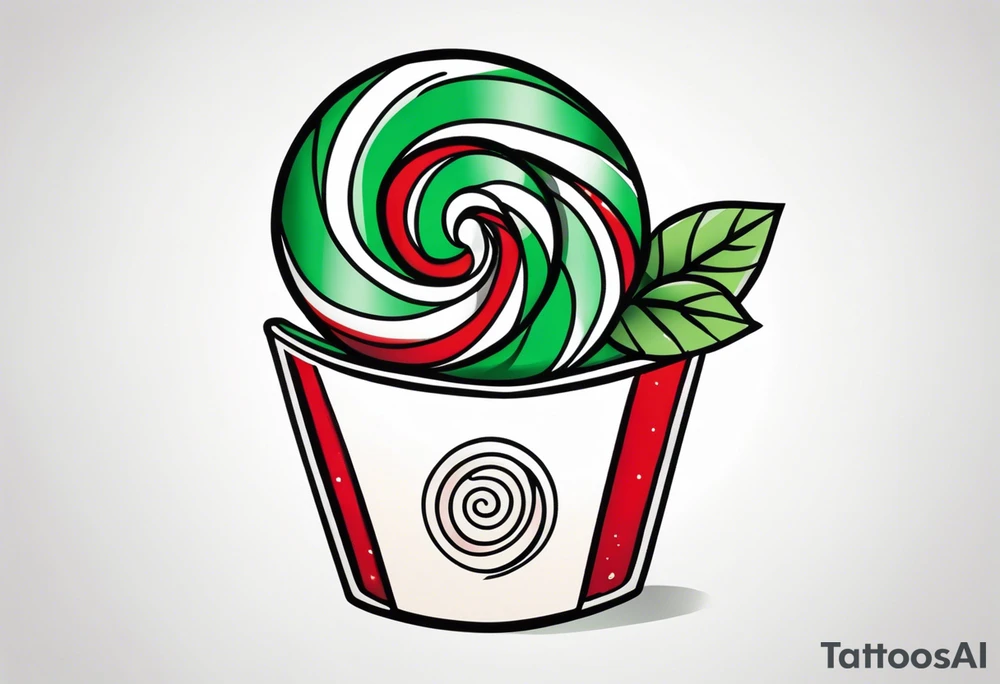 small tattoo of a green swirl peppermint candy in the wrapper tattoo idea