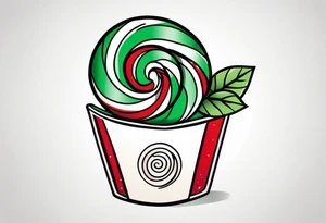 small tattoo of a green swirl peppermint candy in the wrapper tattoo idea