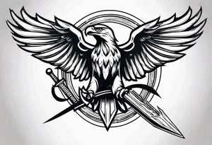 Eagle flying with sword in its claws tattoo idea