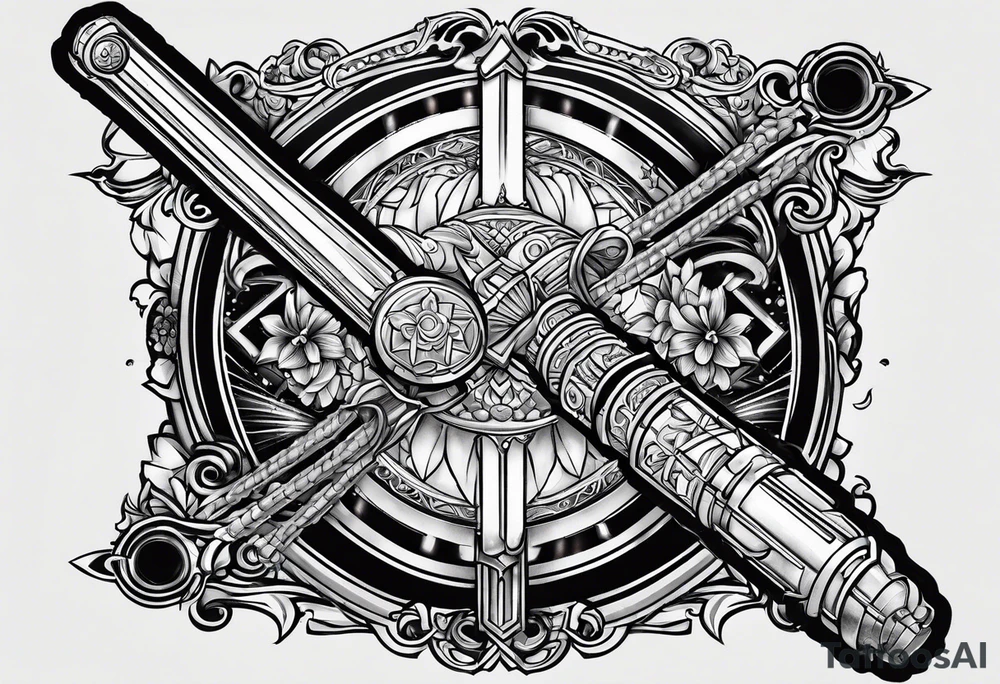 Two lightsaber hilts crossed tattoo idea