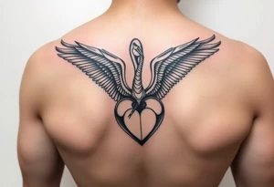 deux corbeau noir  l épée de damoclès un crane et un coeur sur avant bras tattoo idea