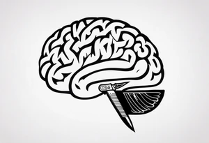 a knife through a brain discipline words tattoo idea