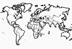 globe map single pen line blowing up in one corner tattoo idea