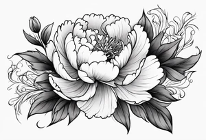 peony flowers in the waves tattoo idea