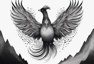 phoenix, resilience, mother, mountains tattoo idea