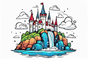 a castle floating on a small crystal tattoo idea