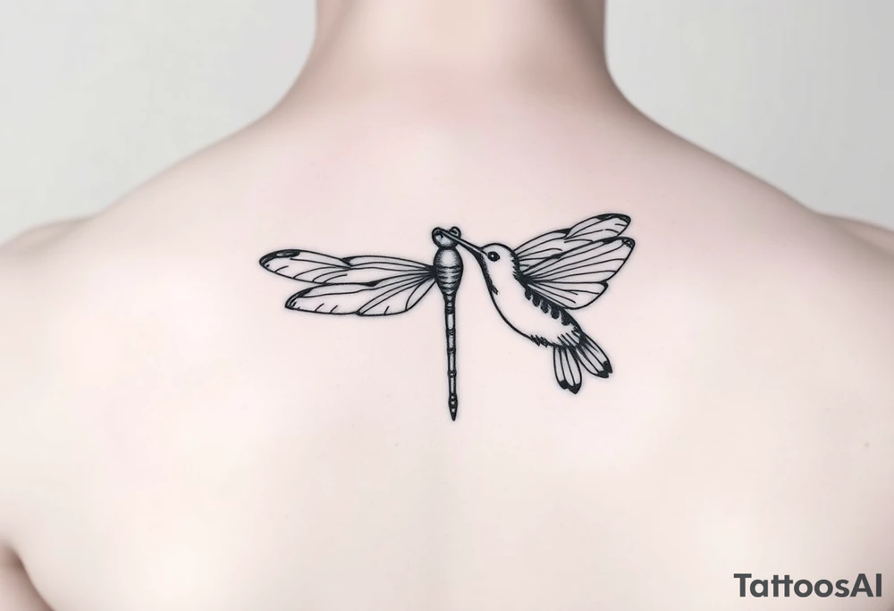 Dragonfly flying around along
 with a hummingbird tattoo idea