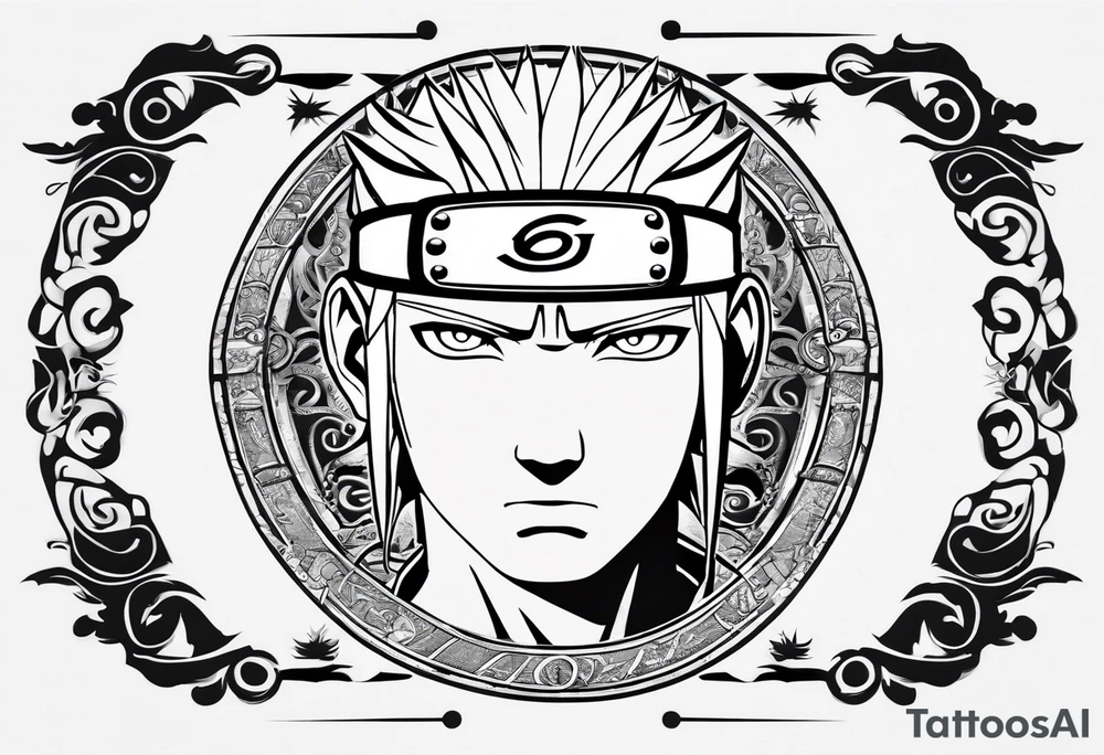A naruto headband with the letters AR in the middle tattoo idea