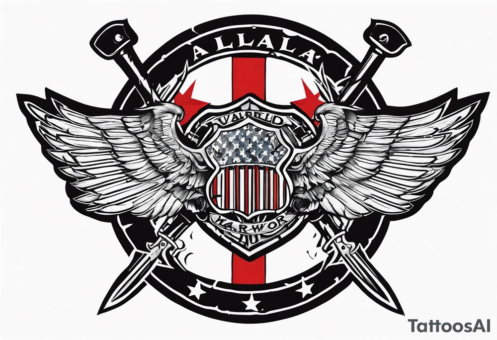 Wounded warrior valhalla shield barb wire tattoo idea