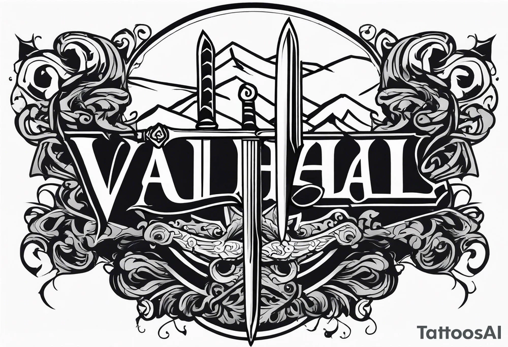 Valhalla sword tattoo idea