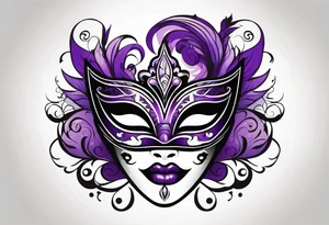 Unhappy Masquerade mask that is purple and black  with smoke tattoo idea