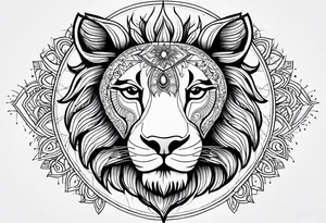 Lion sun evil eye tattoo idea